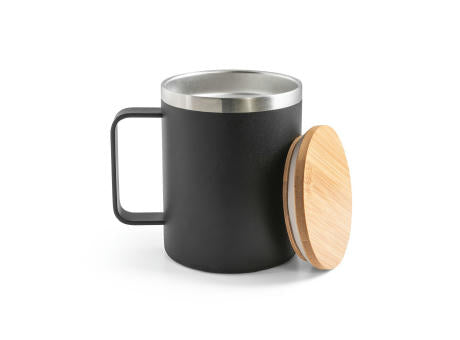 LAUDA. Becher aus 90% recyceltem Edelstahl mit Bambusdeckel 420 mL