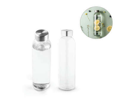 SOLER. Glasflasche sublimations und Edelstahlverschluss 500 ml