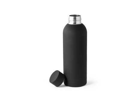 ODIN. Trinkflasche aus Edelstahl (36% recycelt) (550 mL) mit gummierter Oberfläche