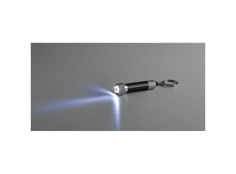 RE-LERGAN. Schlüsselanhänger aus Aluminium (92% recycelt) mit 3-Licht-LED-Taschenlampe