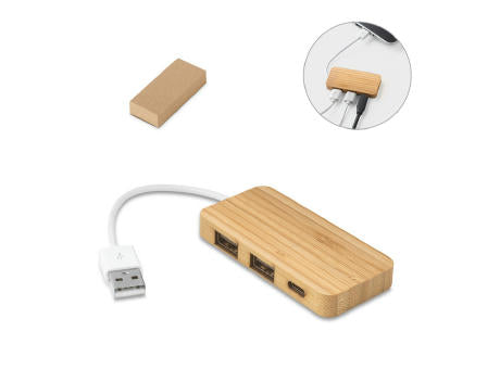 MOSER. HUB mit 2 USB-A und 1 USB-C Anschluss aus Bambus