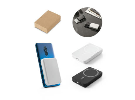 AMPERE 5. Magnetische Powerbank mit 5'000 mAh und superschnellem kabellosem Ladegerät (15 W) aus Recyceltes ABS (100% rABS)