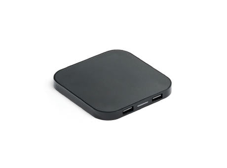 CAROLINE. Superschnelles 15W wireless Ladegerät mit HUB 2 USB-A Anschlüssen aus Recyceltes ABS (60% rABS)