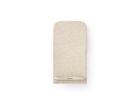 ENGLERT. Smartphone-Halter mit schnellem 10W wireless Ladegerät aus Recyceltes ABS (70% rABS) und Weizenstroh