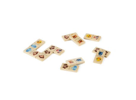 DOMIN. Domino-Spiel aus Holz mit 28 Tierfiguren