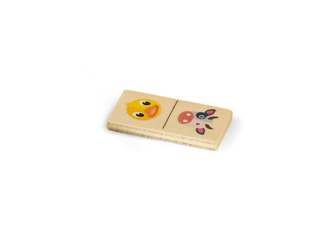 DOMIN. Domino-Spiel aus Holz mit 28 Tierfiguren