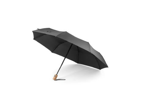 RIVER. Faltbarer Regenschirm aus recyceltem Polyester (100% rPET) 190T Pongé mit automatischer Öffnung und Schließung