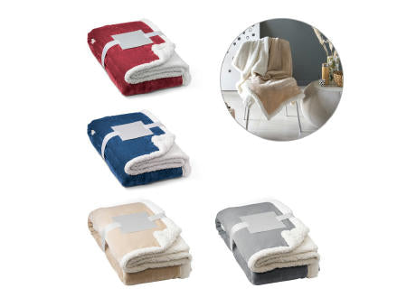 HEIDEN. Wendbare Fleecedecke (190 g/m²) mit Satinband und personalisierter Karte