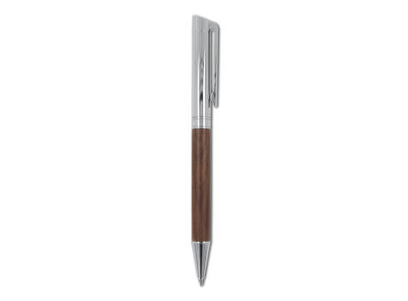 Set Kugelschreiber und Rollerball aus Metall Nussbaumholz in Geschenkbox