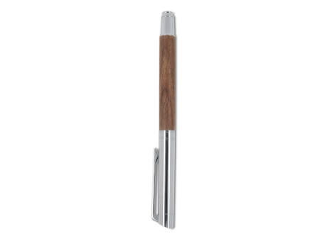Set Kugelschreiber und Rollerball aus Metall Nussbaumholz in Geschenkbox