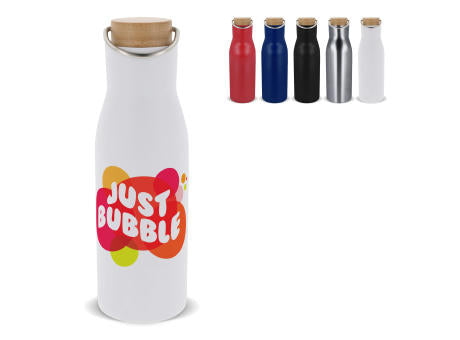 Isolier-Flasche mit Bambusdeckel, 500ml