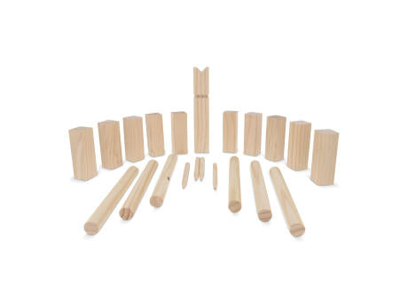 Kubb Spiel aus Holz mit Beutel