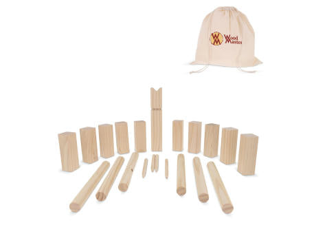 Kubb Spiel aus Holz mit Beutel