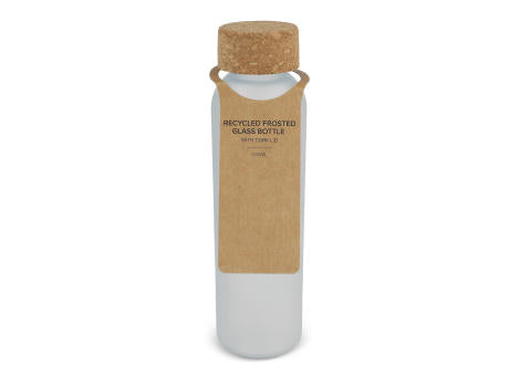 Gefrostete flasche aus recyceltem Glas mit Korkdeckel 500ml