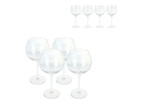Byon Opacity 4er-Set Weingläser mit stilvollem Glasmuster 470ml