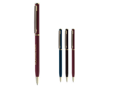 Metallkugelschreiber Slim mit Gold Applikation