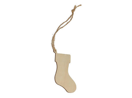 Strumpfförmiges Weihnachtsornament aus Holz