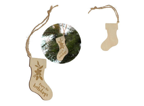 Strumpfförmiges Weihnachtsornament aus Holz