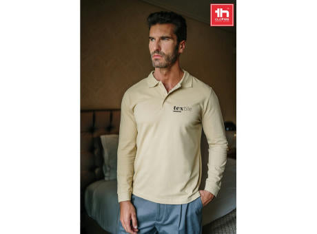 THC BERN. Langarm-Poloshirt für Herren aus kardierter Baumwolle