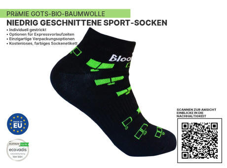 Nachhaltige Premium-BIO-Sportsocken mit niedrigem Schnitt