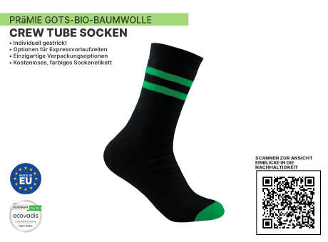 Nachhaltige Premium ORGANIC Crew Tube Socken