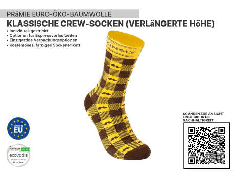 Premium Classic Crew Nachhaltige Socken mit verlängerter Höhe