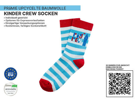 Hochwertige UPCYCLED Kids Crew nachhaltige Socken