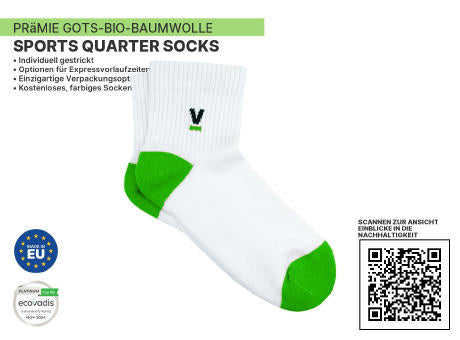 Premium Organic Sports 1/4 Viertel nachhaltige Socken