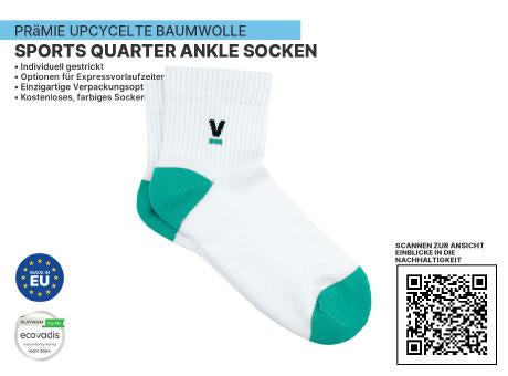 Premium UPCYCLED Sports Quarter 1/4 Ankle Nachhaltige Socken