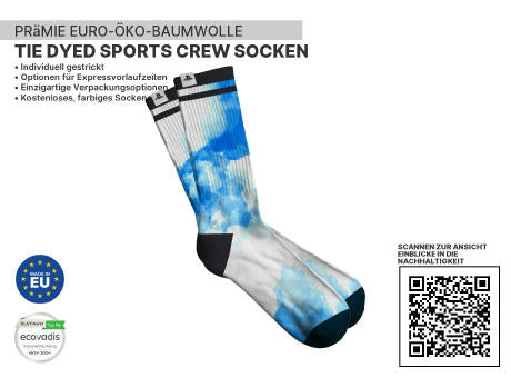 Batikgefärbte Premium Sports Crew Socken Nachhaltige Socken