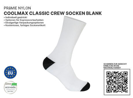 Premium COOLMAX Classic Crew Socken unbedruckt
