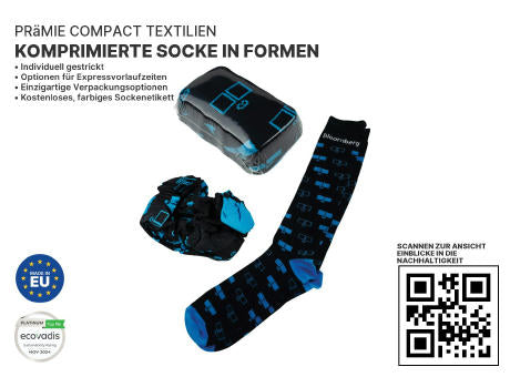 Komprimierte Socke in Sockenform