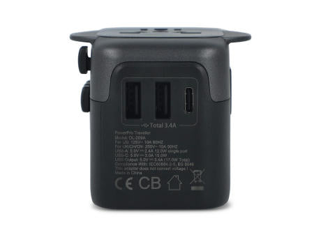 PowerPro Reiseadapter aus recyceltem Kunststoff