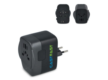 PowerPro Reiseadapter aus recyceltem Kunststoff
