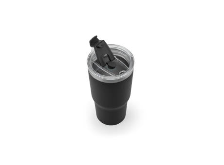 JOYNER M. Kompakter Reisebecher aus Edelstahl (91 % recycelt) mit vakuumisolierter Doppelwand und matter Oberfläche 600 ml
