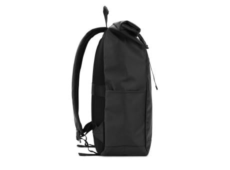 OSASCO BPACK. Rolltop-Rucksack mit Reissverschlusssystem, bei dem das Oberteil aufgerollt werden kann, um es an das Volumen des Rucksacks anzupassen. Hergestellt aus recyceltem 600D-Polyester