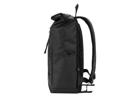 OSASCO BPACK. Rolltop-Rucksack mit Reissverschlusssystem, bei dem das Oberteil aufgerollt werden kann, um es an das Volumen des Rucksacks anzupassen. Hergestellt aus recyceltem 600D-Polyester