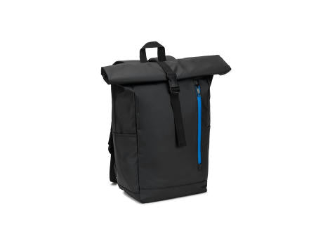 OSASCO BPACK. Rolltop-Rucksack mit Reissverschlusssystem, bei dem das Oberteil aufgerollt werden kann, um es an das Volumen des Rucksacks anzupassen. Hergestellt aus recyceltem 600D-Polyester