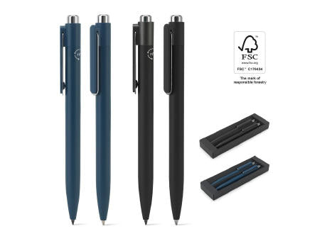 KYLIE SET. Set bestehend aus einem Kugelschreiber und einem Stift ohne Tinte, beide aus Aluminium (94% recycelt)