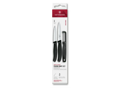 Swiss Classic, Gemüsemesser mit I-Schäler, 3tlg, schwarz, Box