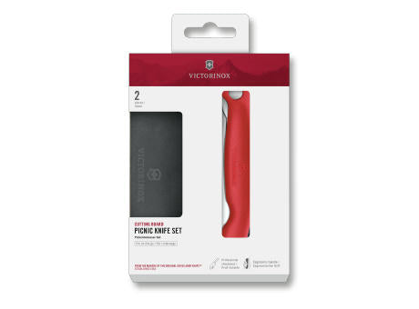 Schneidebrett Picknick Messer Set, 2tlg, 11cm, Wellen, schwarz