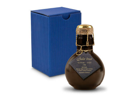 Kleinste Sektflasche der Welt! schwarzer Anhänger - Inklusive Geschenkkarton in Gelb, 125 ml