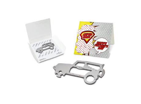 Geschenkartikel: ROMINOX® Key Tool Truck / LKW (22 Funktionen) im Motiv-Mäppchen Super Dad