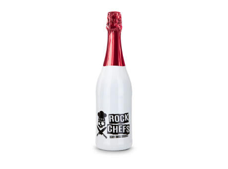 Sekt Cuvée - Flasche weiß-lackiert - Kapselfarbe Gold, 0,75 l