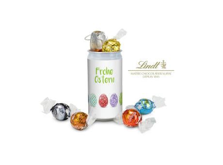 Geschenkartikel / Präsentartikel: Lindt-Geheimnis Ostern, das Nest in der Dose - Etikett Frohe Ostern - EierWiese