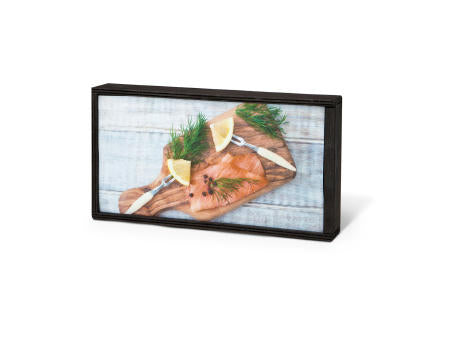 Geschenkartikel / Präsentartikel: Lachs-Gutschein in Holzbox: Gourmet