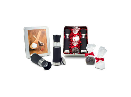 Geschenkset / Präsenteset: Salz- & Pfeffermühlen Set - in Silberdose