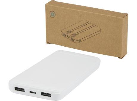 Adhil 10 W 10.000 mAh Powerbank aus recyceltem Kunststoff mit 2 integrierten Kabeln