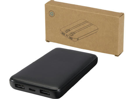 Adhil 10 W 10.000 mAh Powerbank aus recyceltem Kunststoff mit 2 integrierten Kabeln