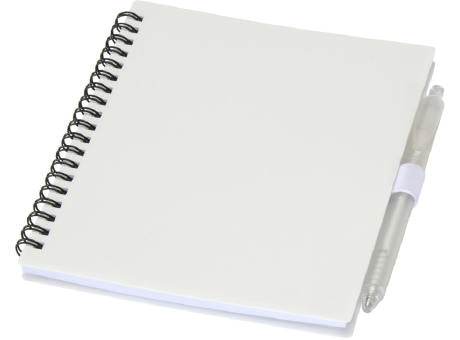 Niove Softcover Notizbuch aus recyceltem Kunststoff mit Kugelschreiber (blaue Mine)